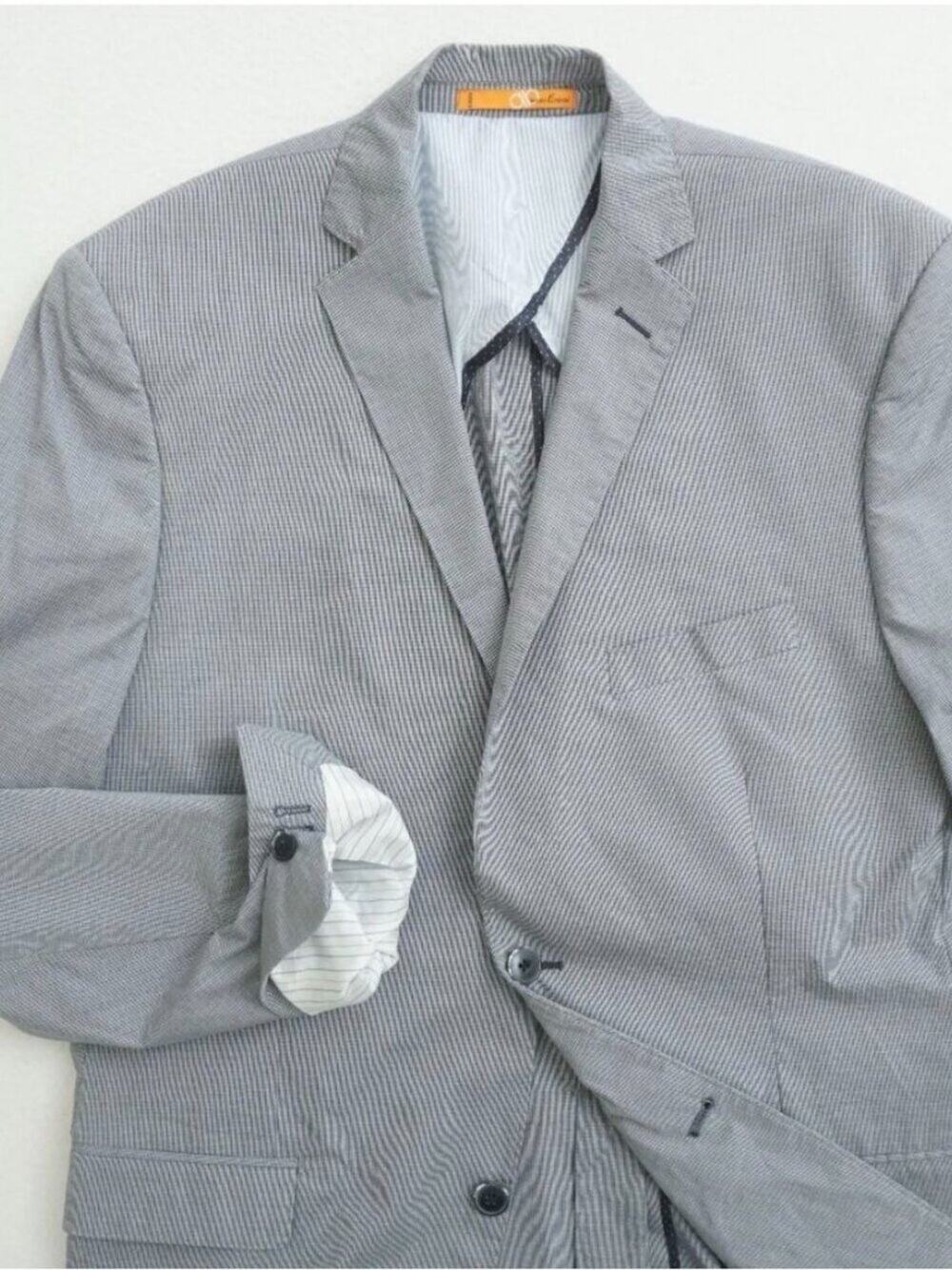 Copied - Bianco Brioni 42R Cotton Linen Sport Coat Blue Check Italy